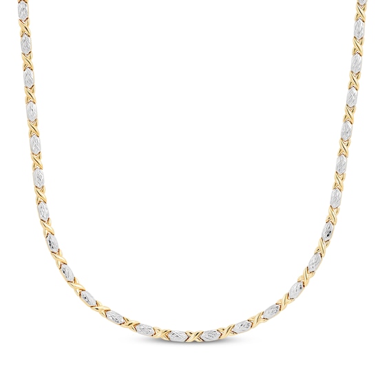 Twist Link "XO" Necklace 10K Two-Tone Gold 18"