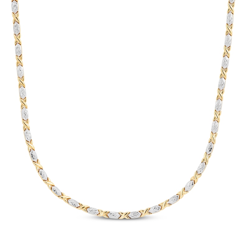Main Image 1 of Twist Link &quot;XO&quot; Necklace 10K Two-Tone Gold 18&quot;