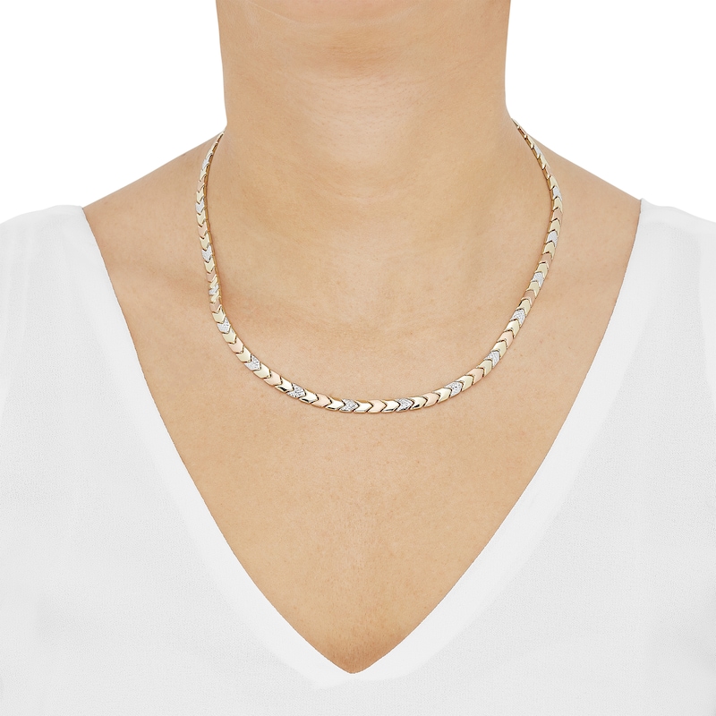 Main Image 3 of Chevron Link Necklace 10K Tri-Tone Gold 18&quot;