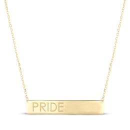 Pride Bar Necklace 10K Yellow Gold 20"