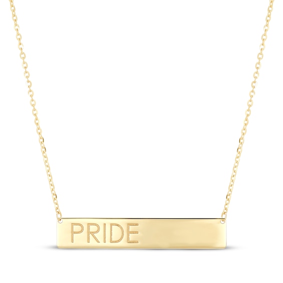 Pride Bar Necklace 10K Yellow Gold 20"
