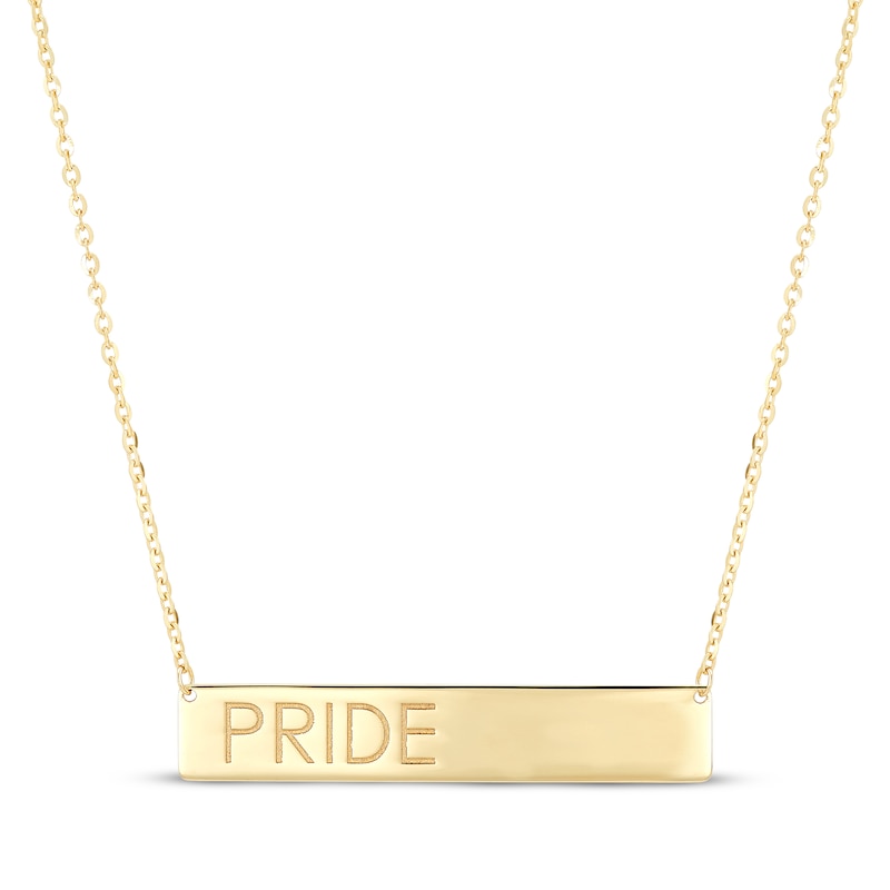 "Pride" Bar Necklace 10K Yellow Gold 20"