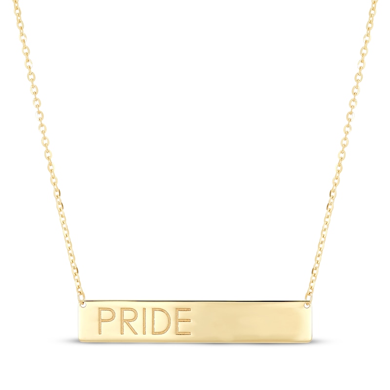 Main Image 1 of Pride Bar Necklace 10K Yellow Gold 20&quot;