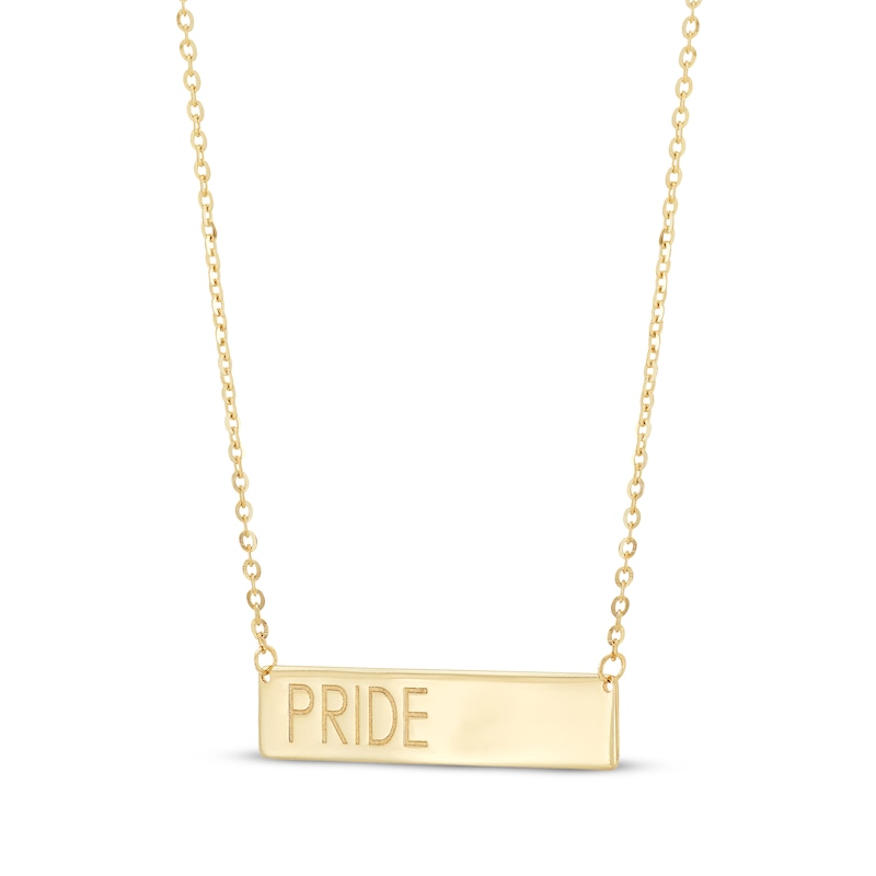 "Pride" Bar Necklace 10K Yellow Gold 20"