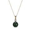 Thumbnail Image 1 of Jade Bead & Diamond Accent Necklace 14K Yellow Gold 18&quot;