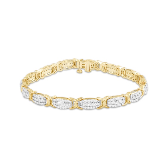 Diamond Ellipse Link Bracelet 2 ct tw 10K Yellow Gold 7.25"