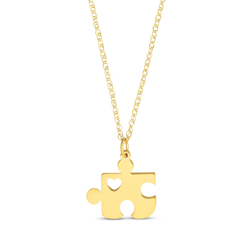 Main Image 1 of Puzzle Piece Necklace 14K Yellow Gold 18&quot;