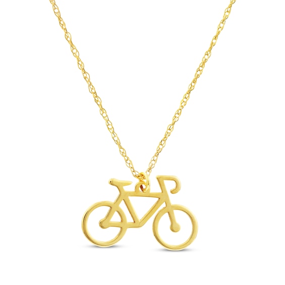Bicycle Necklace 14K Yellow Gold 18"