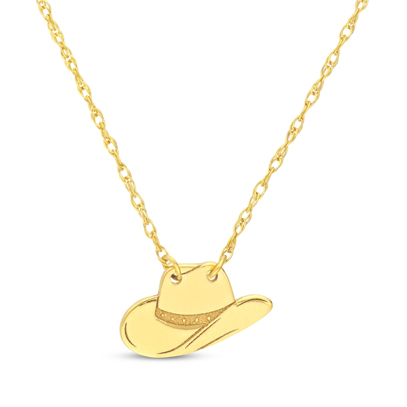 Main Image 1 of Cowboy Hat Necklace 14K Yellow Gold 18&quot;