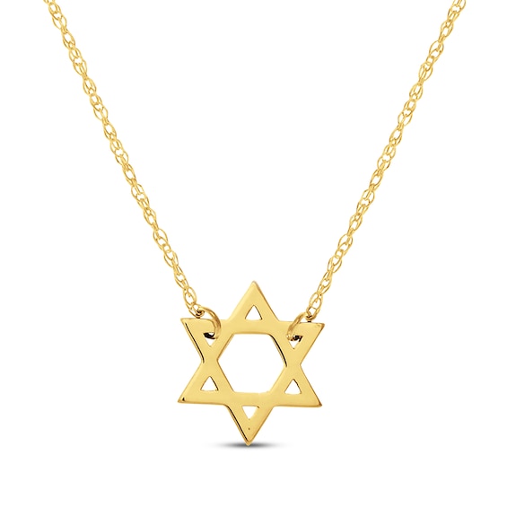 Star of David Necklace 14K Yellow Gold 18"