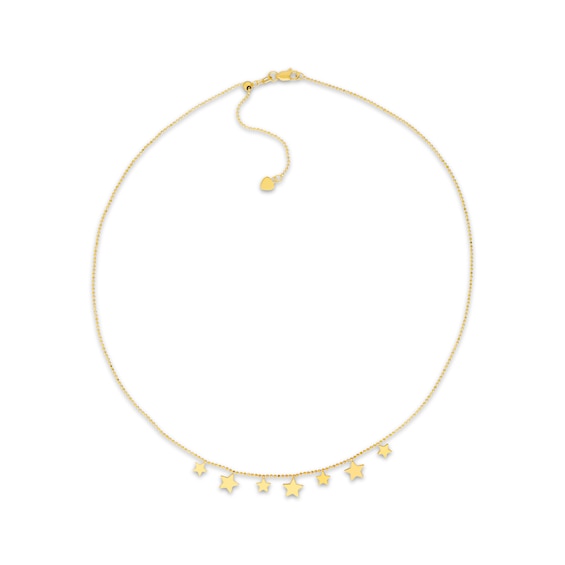 Stars Dangle Chain Necklace 14K Yellow Gold 18"