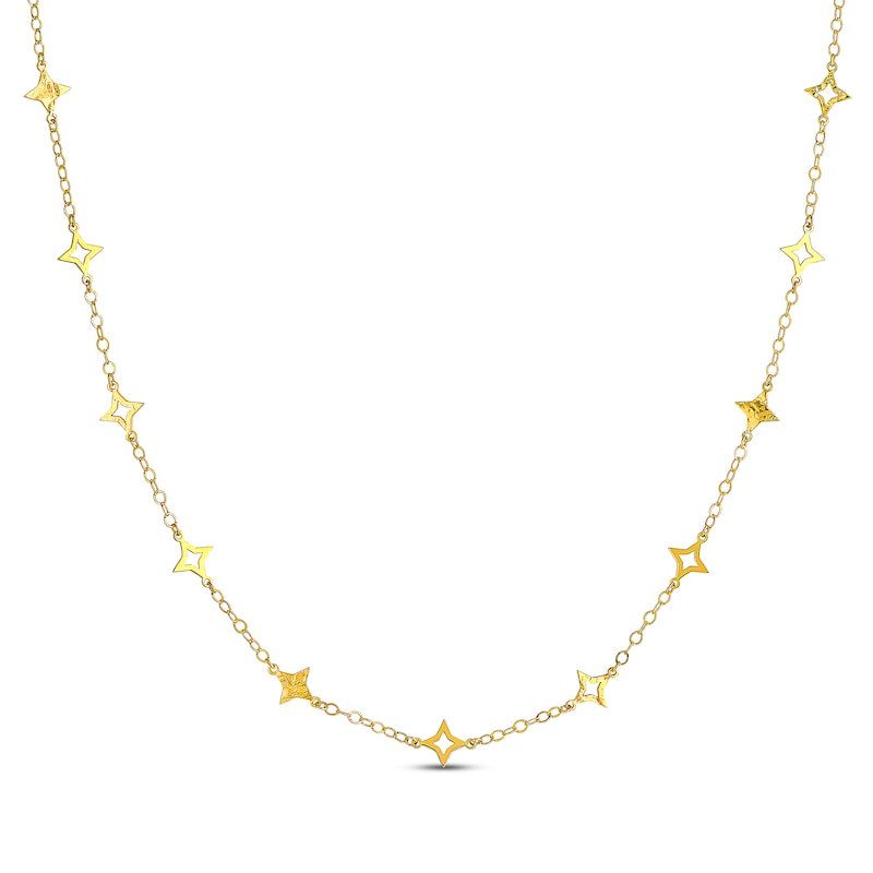 Main Image 1 of Four-Point Star Station Necklace 14K Yellow Gold 18&quot;
