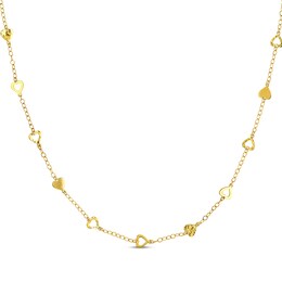 Hearts Station Necklace 14K Yellow Gold 18&quot;