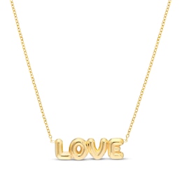 "Love" Bubble Letters Necklace 14K Yellow Gold 20"