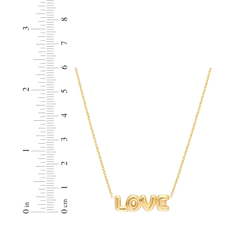 Main Image 3 of &quot;Love&quot; Bubble Letters Necklace 14K Yellow Gold 20&quot;