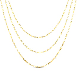 Three-Strand Box Chain Necklace Solid 14K Yellow Gold 18&quot;