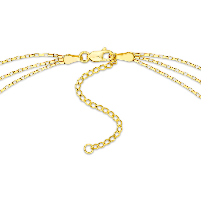 Main Image 2 of Three-Strand Box Chain Necklace Solid 14K Yellow Gold 18&quot;