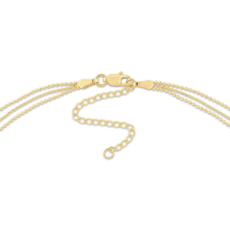 Three-Strand Sideways Cross Necklace 14K Yellow Gold 18"