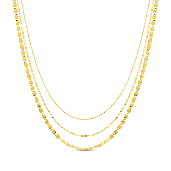 Three-Strand Chain Necklace 14K Yellow Gold 18"