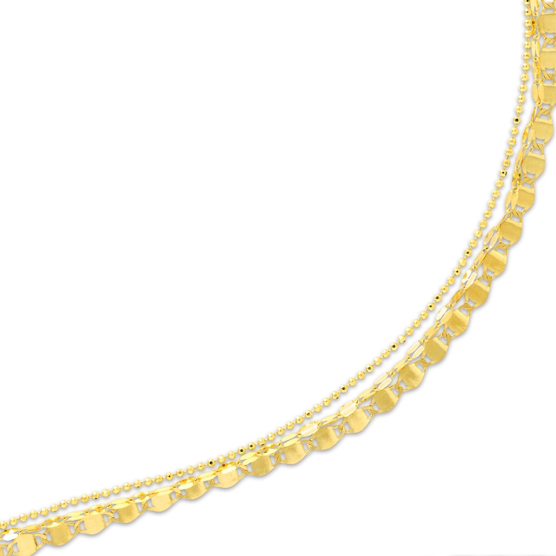 Main Image 2 of Three-Strand Chain Necklace Solid 14K Yellow Gold 18&quot;