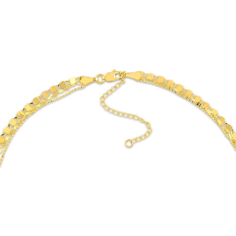 Main Image 3 of Three-Strand Chain Necklace Solid 14K Yellow Gold 18&quot;