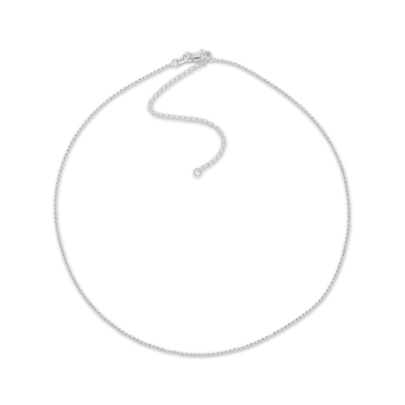 Main Image 1 of Diamond-Cut Bead Chain Choker Necklace Solid 14K White Gold 16&quot;