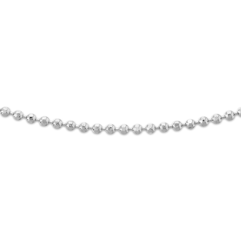 Main Image 2 of Diamond-Cut Bead Chain Choker Necklace Solid 14K White Gold 16&quot;