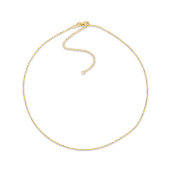 Diamond-Cut Bead Chain Choker Necklace Solid 14K Yellow Gold 16"
