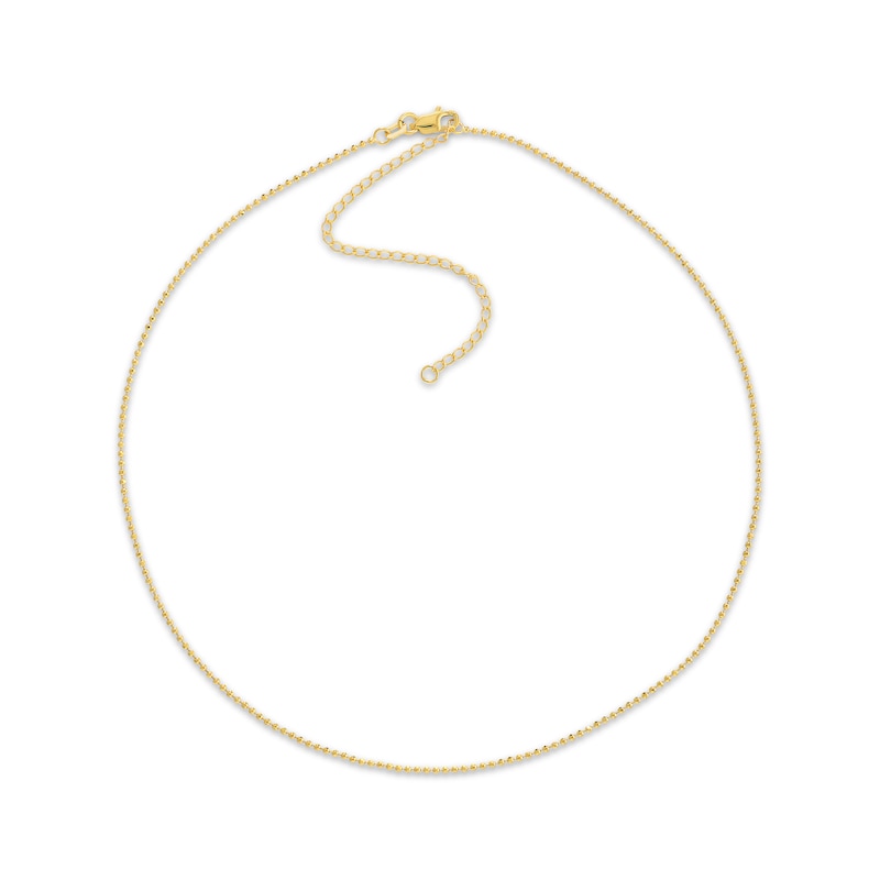 Main Image 1 of Diamond-Cut Bead Chain Choker Necklace Solid 14K Yellow Gold 16&quot;
