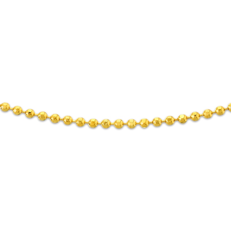 Main Image 2 of Diamond-Cut Bead Chain Choker Necklace Solid 14K Yellow Gold 16&quot;