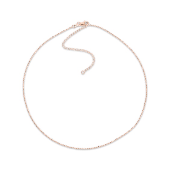 Diamond-Cut Bead Chain Choker Necklace Solid 14K Rose Gold 16"