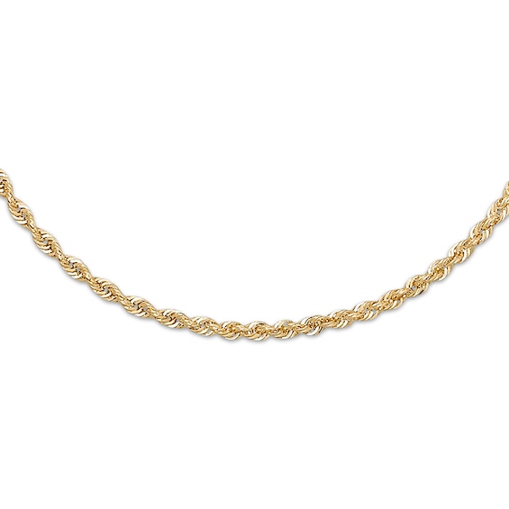 Rope Necklace Semi-Solid 14K Yellow Gold 16"