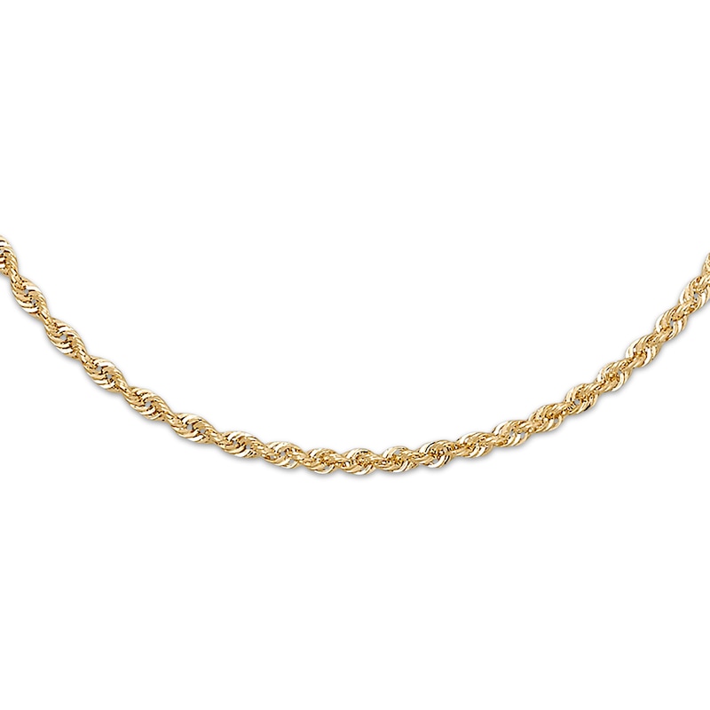 Semi-Solid Rope Necklace 14K Yellow Gold 16"