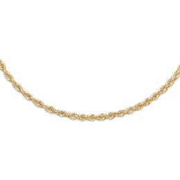 Rope Necklace Semi-Solid 14K Yellow Gold 22"