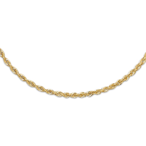 Semi-Solid Rope Necklace 14K Yellow Gold 22"