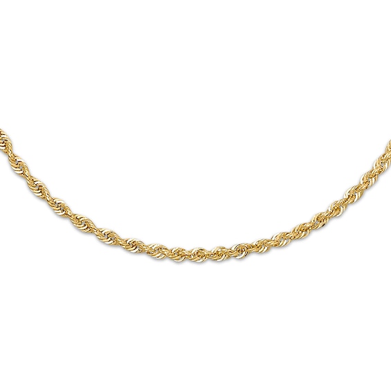 Rope Necklace Semi-Solid 14K Yellow Gold 22"