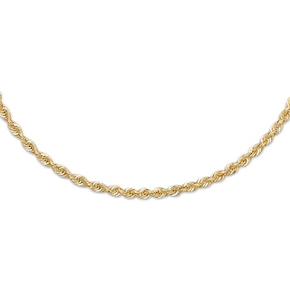 Rope Necklace Semi-Solid 14K Yellow Gold 24"
