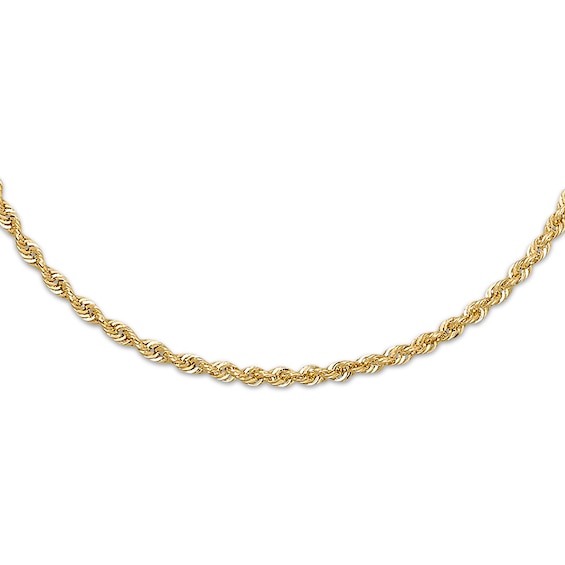 Rope Necklace Semi-Solid 14K Yellow Gold 24"