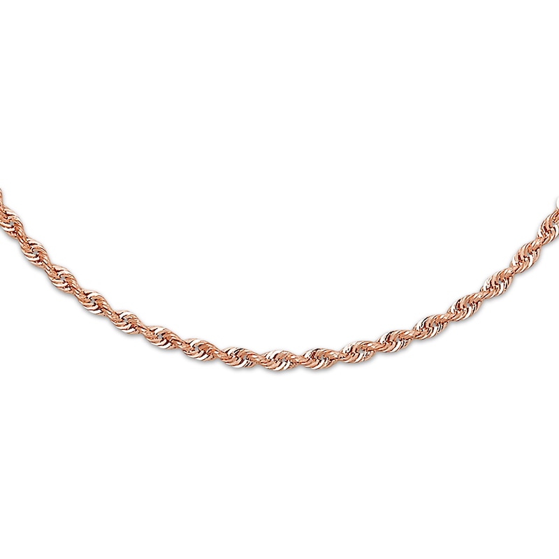 Main Image 1 of Rope Necklace Semi-Solid 14K Rose Gold 22&quot;