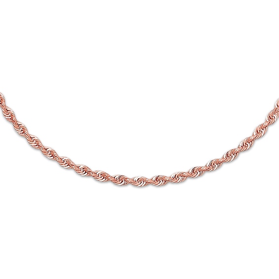 Semi-Solid Rope Necklace 14K Rose Gold 24"