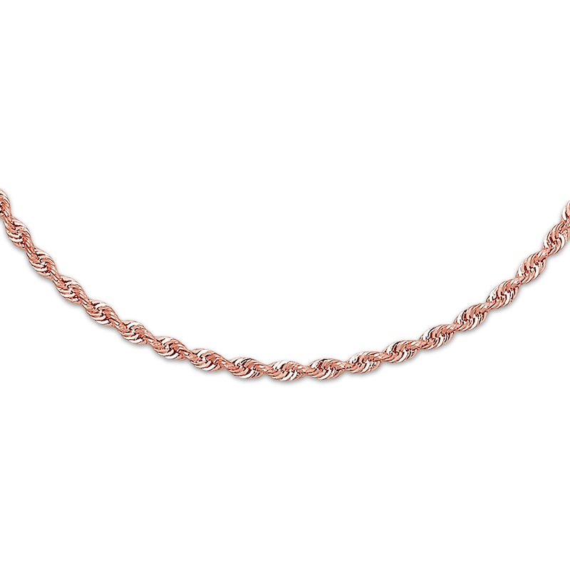 Main Image 1 of Rope Necklace Semi-Solid 14K Rose Gold 24&quot;
