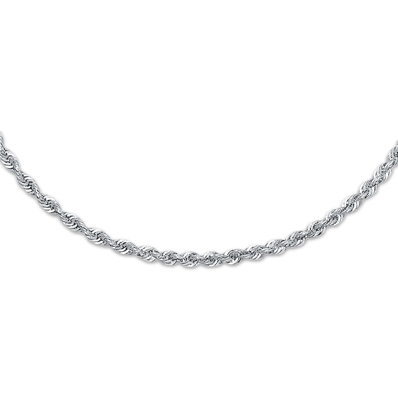 Main Image 1 of Rope Necklace Semi-Solid 14K White Gold 18&quot;