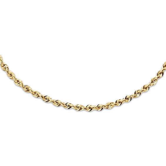 Rope Necklace Semi-Solid 14K Yellow Gold 16"
