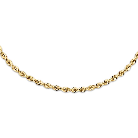 Semi-Solid Rope Necklace 14K Yellow Gold 20"