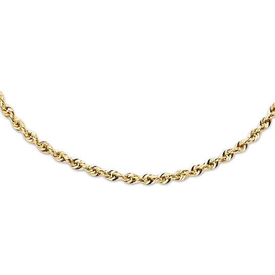 Rope Necklace Semi-Solid 14K Yellow Gold 20"