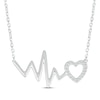 Thumbnail Image 1 of Diamond Heartbeat & Heart Outline Necklace 1/15 ct tw Sterling Silver 18&quot;