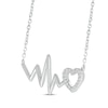 Thumbnail Image 2 of Diamond Heartbeat & Heart Outline Necklace 1/15 ct tw Sterling Silver 18&quot;