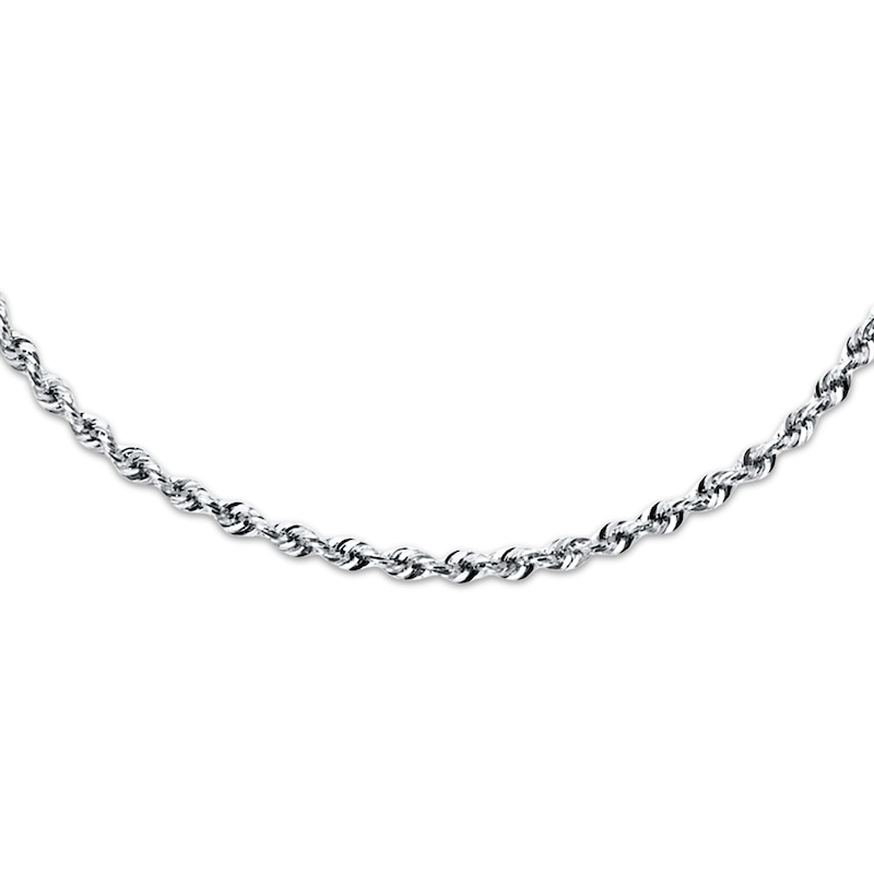 Main Image 1 of Rope Necklace Semi-Solid 14K White Gold 18&quot;