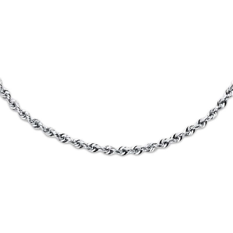 Main Image 1 of Rope Necklace Semi-Solid 14K White Gold 20&quot;