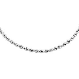 Rope Necklace Hollow 14K White Gold 24"